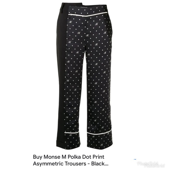 Monse Polka Dot Prints M Logo Asymmetric Trousers crop 95% Virgin Wool size 6 - Picture 1 of 16